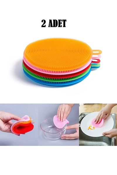 MİNGODAN (2 Pieces) Multi-Purpose Cleaning Apparatus Dish and Vegetable Washing Dish Sponge Silicone Cleaning Pet
