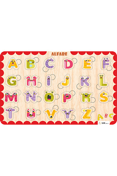Ahşap çocuk puzzle(yapboz) egitici ve öğretici Bul- Tak 1 adet alfabe