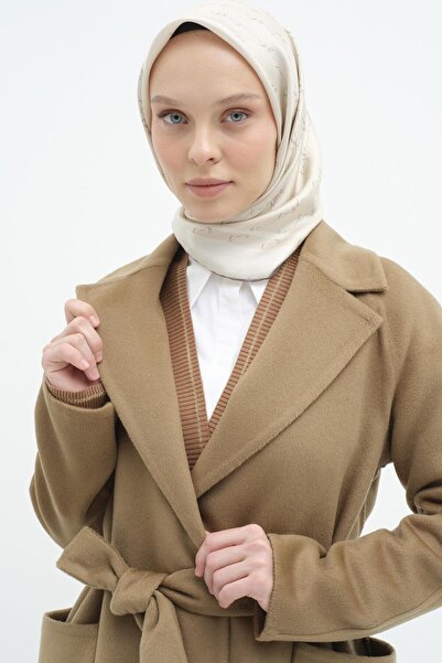 Tuğba Beli Kuşaklı Cepli Kaban - Vizon