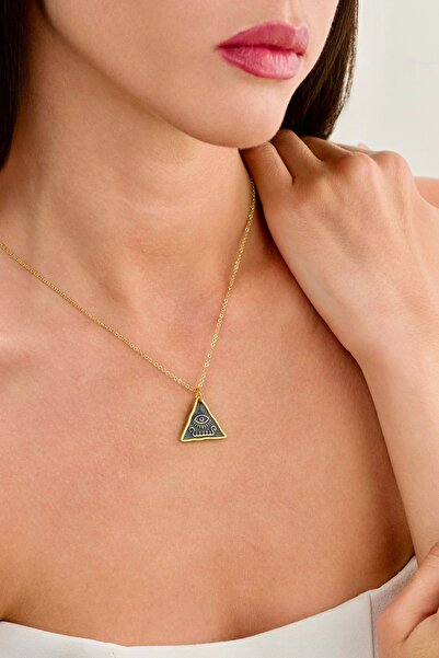 Ricco Jewellery 14 K Gold Kaplama 925 Ayar Gümüş Hieroglif Üçgen Kolye