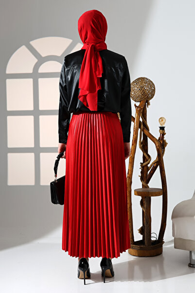 Moda Şalcım Piliseli Etek [KIRMIZI]