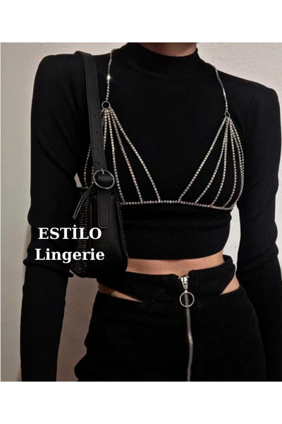 Estilo Lingerie Parlak Zirkon Taşlı Crop Taşlı Bralet Taşlı Elbise Aksesuarı ...