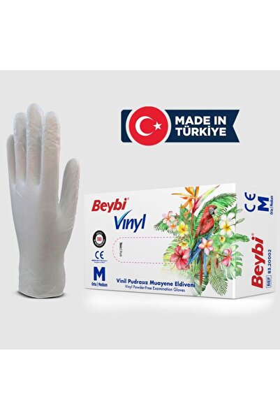 Beybi Vinyl S Vinil Pudrasız Muayene Eldiven 100'lük Kutu