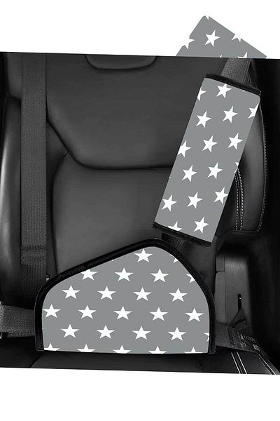 RevuBaby Gray Car Seat Belt and Pillow Set - Children's Head Neck Shrink Belt