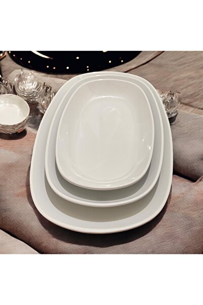 MY ZEY 3-Piece Dinnerware Set - Boat Salad, Presentation Appetizer and Saucer Set
