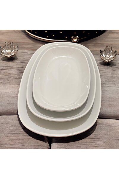 MY ZEY 3-Piece Dinnerware Set - Boat Salad, Presentation Appetizer and Saucer Set