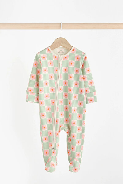 Next Baby 100% Organic Cotton Green Floral Patterned 3-Piece Sleeping Bag Set Alyb47269