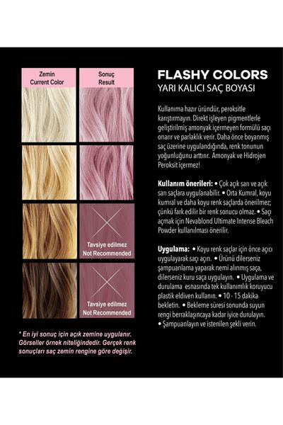 Flashy Colors Flashy Color Toz Pembe 100ml Vegan Direkt Uygulanan Saç Boyası