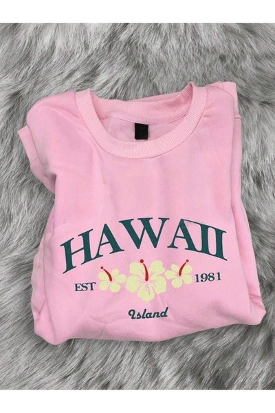 OVER HEAD Ženska ružičasta majica Hawaii Štampano okrugla kragna