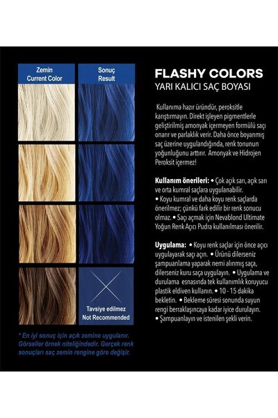 Flashy Colors Flashy Color Elektrik Mavi 100ml Vegan Direkt Uygulanan Saç Boyası