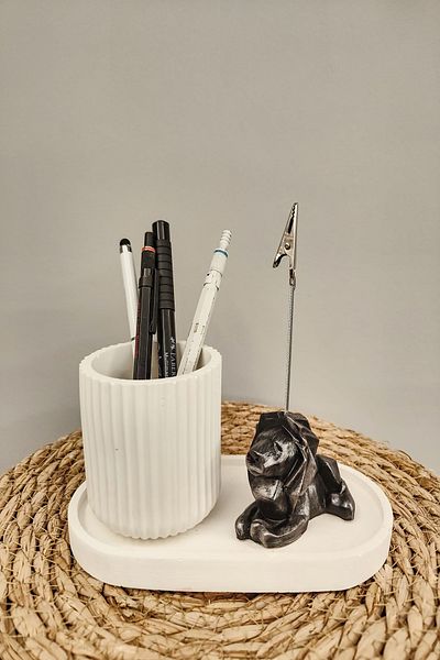 puridadesign Decorative Lion Pen Holder and Note Holder Set of 3