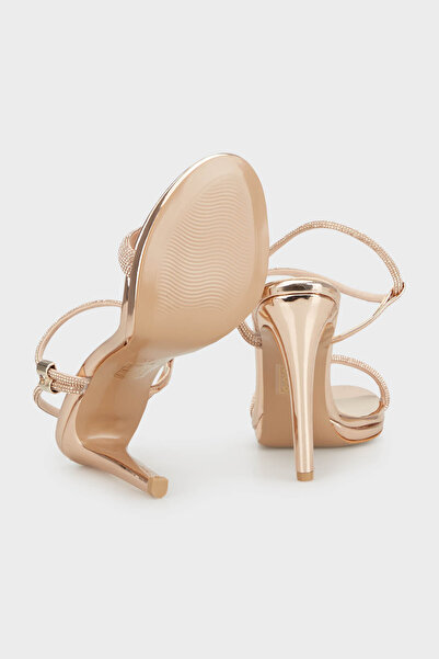 Lela Stone Detailed Belted Heeled Evening Dress -3475891805