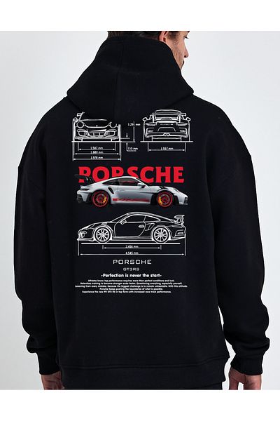 Uniquetex Унисекс голям суичър с качулка - Car Printed Prsch