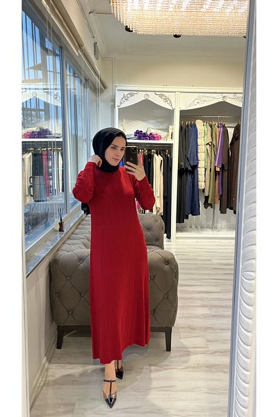 Invee Invee 6954 Wool Blend Knitwear Dress - Red