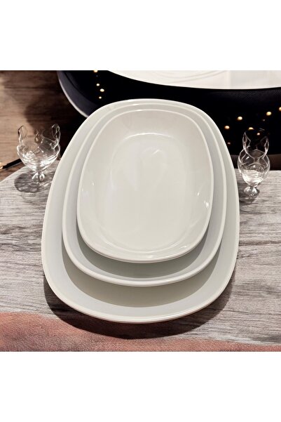 MY ZEY 3-Piece Dinnerware Set - Boat Salad, Presentation Appetizer and Saucer Set