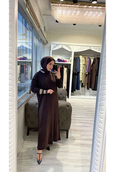Invee Invee 6953 Coffee Wool Blend Knitwear Dress