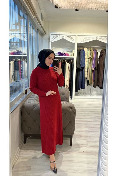 Invee Invee 6954 Wool Blend Knitwear Dress - Red