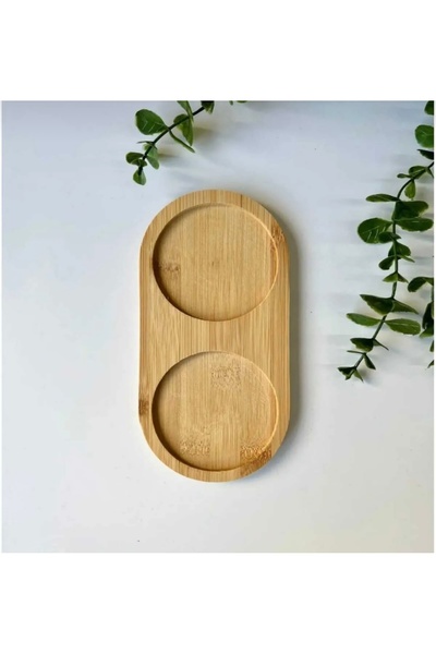 Pembelia Life Bamboo Oil Pot, Liquid Soap Presentation Tray 2 Compartments Presentation Plate