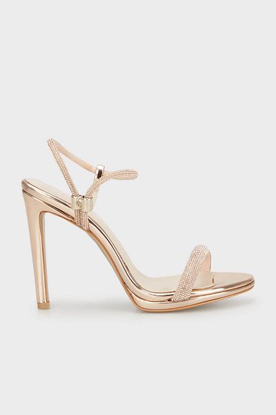 Lela Stone Detailed Belted Heeled Evening Dress -3475891805