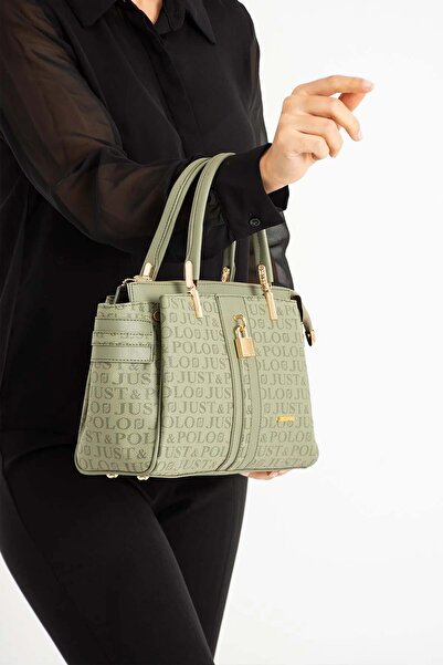 Miami Polo Women's Lacos Leather Lock Detailed Shoulder & Hand Bag