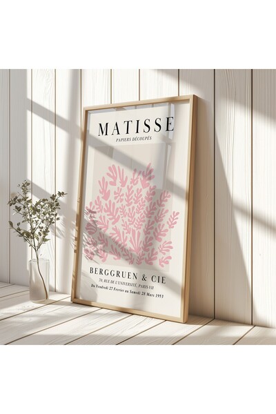 Home (ÇERÇEVESİZ) 3'lü Set Allık Pembesi Matisse Baskısı Poster, Bohem Duvar Dekoru, Matisse