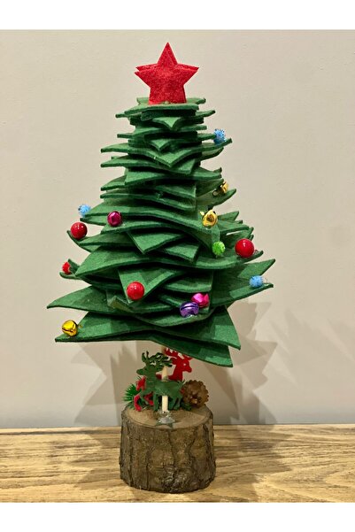 Genel Markalar Yeşil Kırmızı Renk Keçe Yılbaşı Ağacı 37cm, süslü yeni yıl ağacı