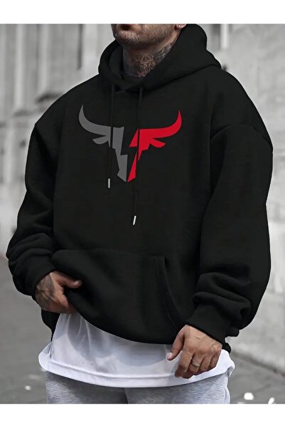 Generic Brand Unisex Oversize Hooded Sweatshirt - Bull Printed