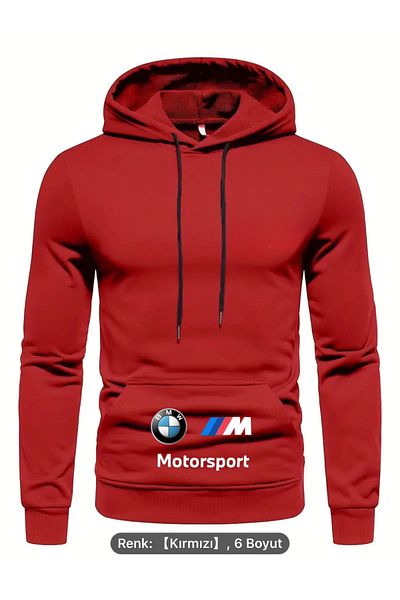 NEW TRENDY COLLECTİON Bmw Motorsport Kangaroo Sweatshirt - Fleece, Seasonal, Pocket Print