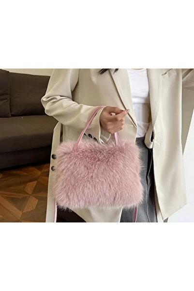 Zümrüt Toystore Long Strap Plush Shoulder Bag Pink