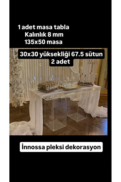 innossa pleksi dekorasyon 2 lı sütun masa organizasyon pleksi takım