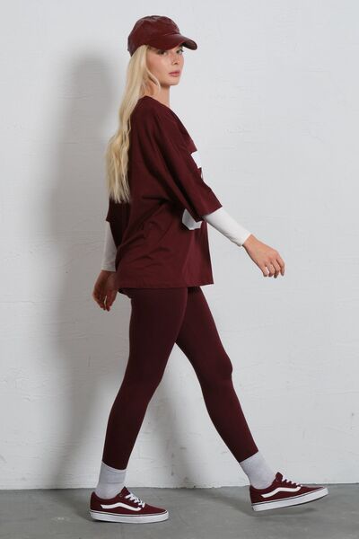 Domoda Burgundy High Waist, Recovery Soft Winter Stretchy Leggings
