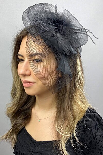 Hobigram Black Tulle Wedding Hat Vualet Sara Bridal Accessory Hair Accessory – Party Hat, Stylish Design