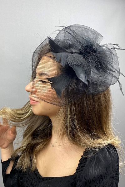 Hobigram Black Tulle Wedding Hat Vualet Sara Bridal Accessory Hair Accessory – Party Hat, Stylish Design