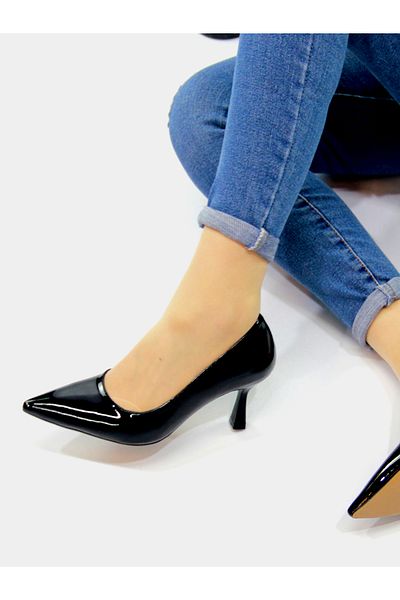 Everest Pantofi cu toc stiletto din piele neagră de damă