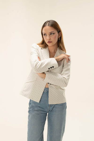 MY COUSİN Tek Düğme Astarlı Vatkalı Kısa Blazer ceket