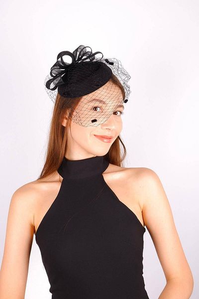 Hobigram Black Wedding Hat Vualet Acha Bridal Accessory Hair Accessory – Party Hat, Stylish Design