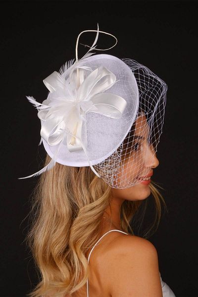 Hobigram Off White Wedding Hat Vualet Lilac Mesh Lace Bridal Accessory Hair Accessory