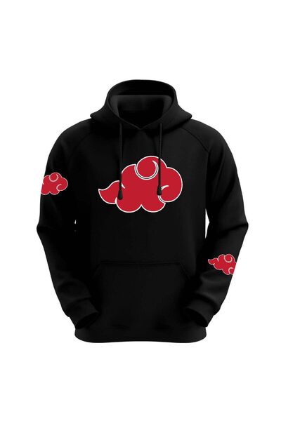 l'eivor سويت شيرت أسود مطبوع بثلاثة خيوط للجنسين من ناروتو - تفاصيل الأكمام