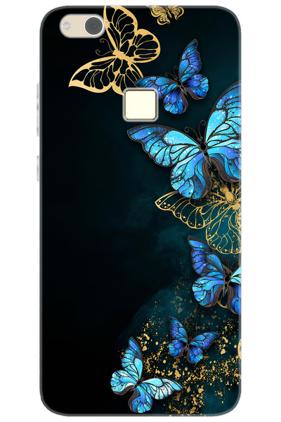 Ceppare Huawei P10 Lite (WAS-LX1A) Uyumlu Kılıf Desen Baskılı Silikon Kelebek...