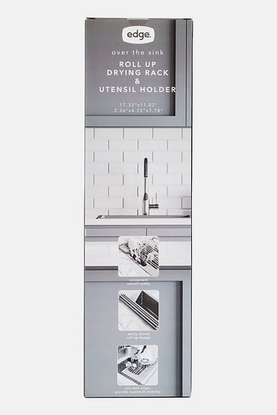 Edge Roll Up Drying Rack And Utensil Holder, Grey