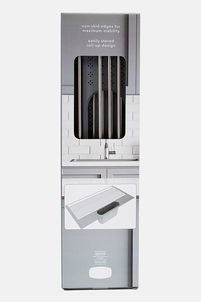 Edge Roll Up Drying Rack And Utensil Holder, Grey