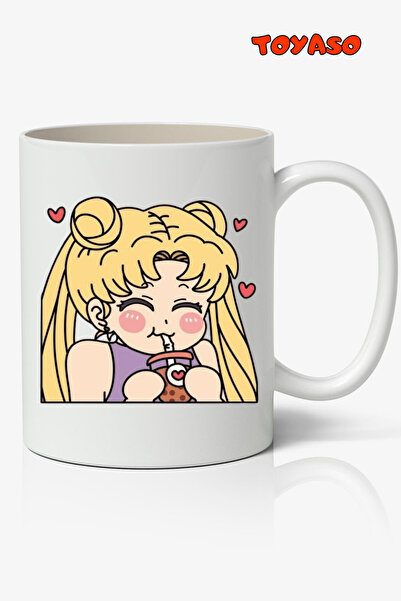 Toyaso كوب أبيض بتصميم Sailor Moon Usagi Tsukino - هدية لصديق الحبيب
