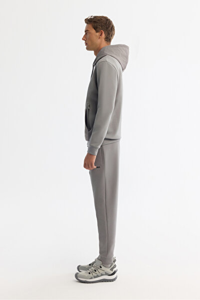 Avva Erkek Gri Kapüşonlu Baskılı Elastan Regular Fit Sweatshirt A42Y1262