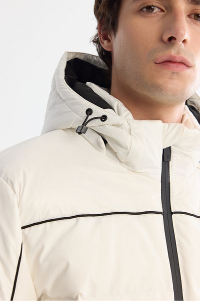 Avva Men's White Downhill Hooded Water Repellent Windproof Goose down Ski Coat A42Y6012