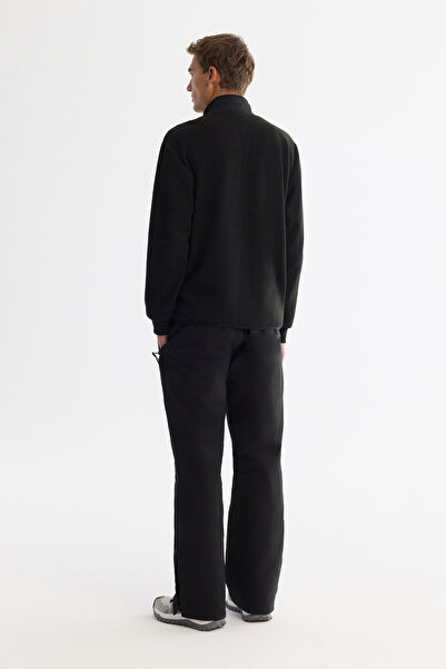 Avva Erkek Siyah Soğuğa Dayanıklı Dik Yaka Fermuarlı Polar Regular Fit Sweatshirt A42Y1311