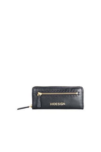 Hidesign محفظة ASCOT W1 بسحاب للرجال - جلد طبيعي، أسود - تصميم آمن وأنيق