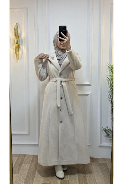 Tebrikler tekstil Γυναικείο χειμωνιάτικο κομψό παλτό - χωρίς κουκούλα και με ζώνη, με γούνα G1692