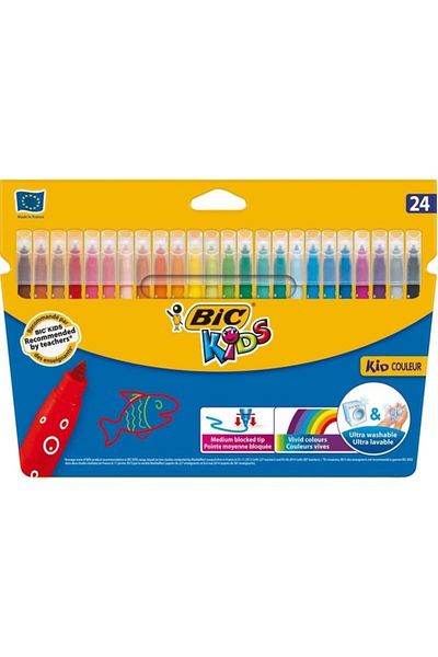 Bic Kids Kid Couleur Washable Felt Tip Crayons 24 Colors 841800