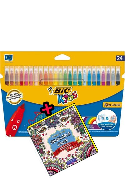 Bic Kids Kid Couleur Washable Felt Tip Crayons 24 Colors 841800