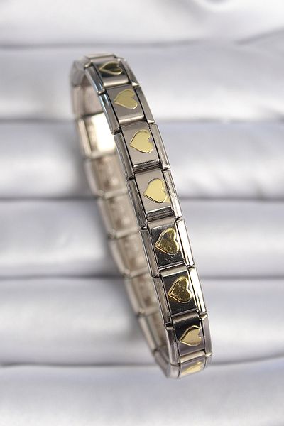 Skygo 316L Steel Silver Color Gold Heart Embroider Nomination Model Women's Bracelet - Tj-Bb6460